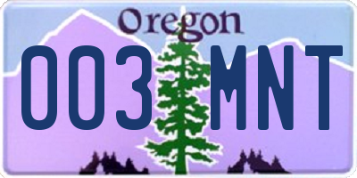 OR license plate 003MNT
