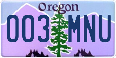 OR license plate 003MNU