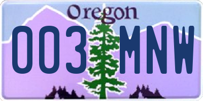 OR license plate 003MNW