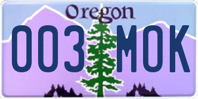 OR license plate 003MOK