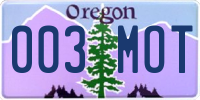 OR license plate 003MOT