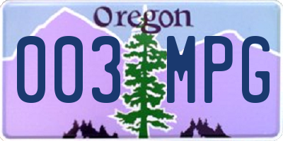 OR license plate 003MPG