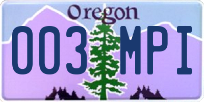 OR license plate 003MPI