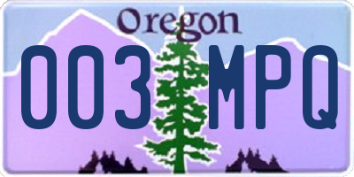 OR license plate 003MPQ