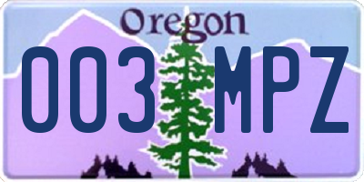 OR license plate 003MPZ