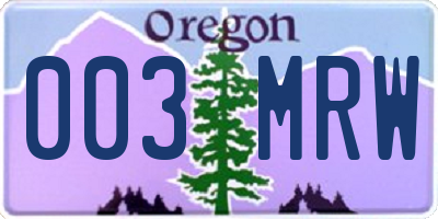 OR license plate 003MRW