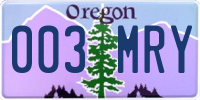 OR license plate 003MRY