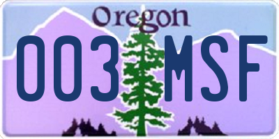 OR license plate 003MSF