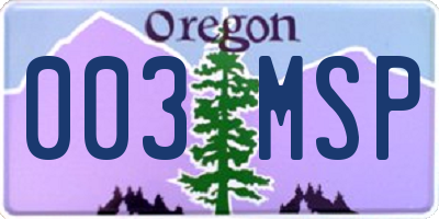 OR license plate 003MSP
