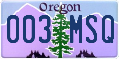 OR license plate 003MSQ