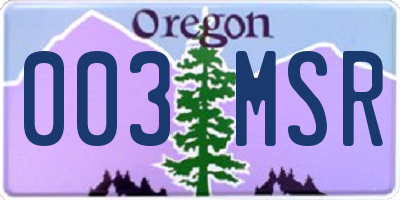 OR license plate 003MSR