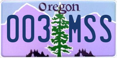 OR license plate 003MSS