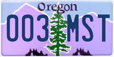 OR license plate 003MST
