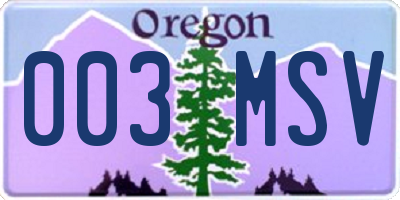 OR license plate 003MSV