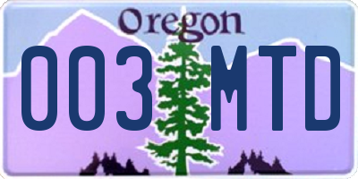 OR license plate 003MTD