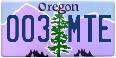 OR license plate 003MTE