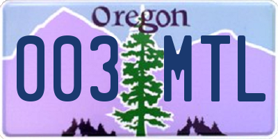 OR license plate 003MTL