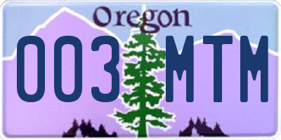 OR license plate 003MTM