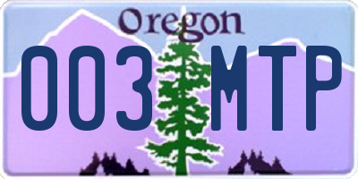 OR license plate 003MTP