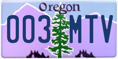 OR license plate 003MTV