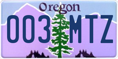 OR license plate 003MTZ