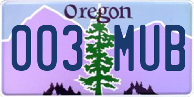OR license plate 003MUB