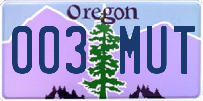 OR license plate 003MUT