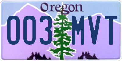 OR license plate 003MVT