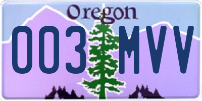 OR license plate 003MVV