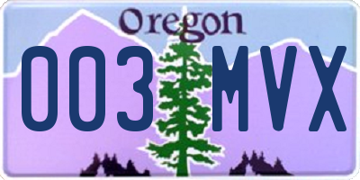 OR license plate 003MVX