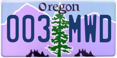OR license plate 003MWD