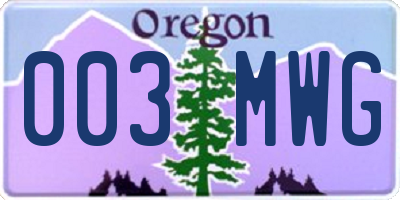 OR license plate 003MWG