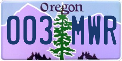 OR license plate 003MWR