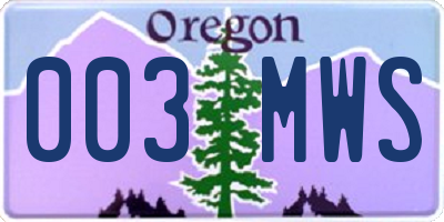OR license plate 003MWS