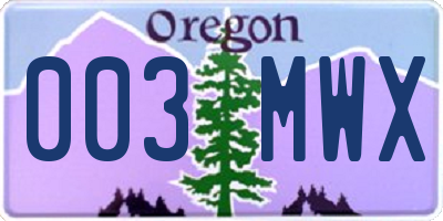 OR license plate 003MWX