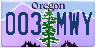 OR license plate 003MWY