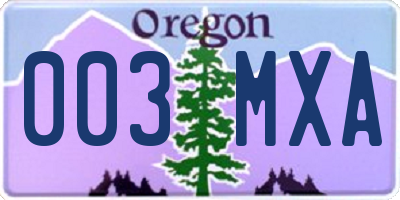 OR license plate 003MXA