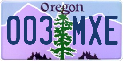 OR license plate 003MXE