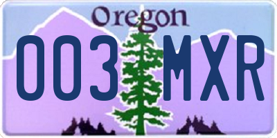 OR license plate 003MXR