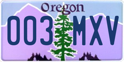 OR license plate 003MXV