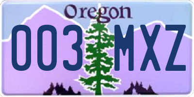 OR license plate 003MXZ