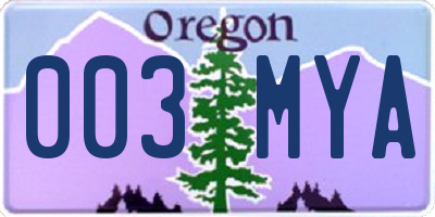 OR license plate 003MYA