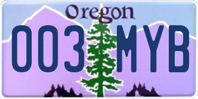 OR license plate 003MYB