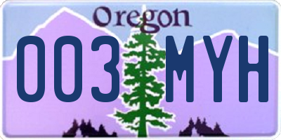 OR license plate 003MYH