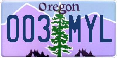 OR license plate 003MYL