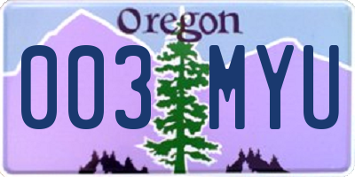 OR license plate 003MYU
