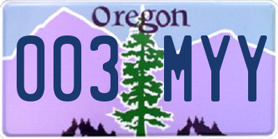 OR license plate 003MYY
