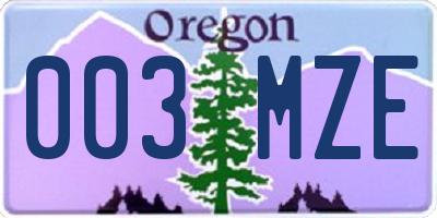 OR license plate 003MZE