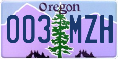 OR license plate 003MZH