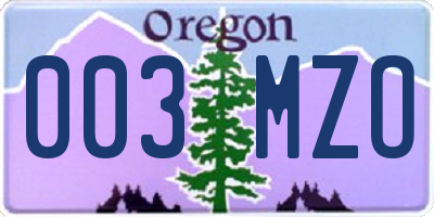 OR license plate 003MZO
